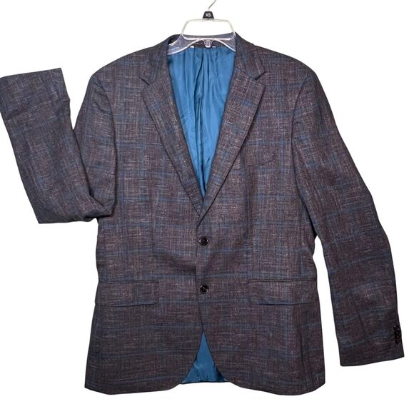 Hugo Boss Blazer Mens 42R Blue Gray Stretch Wool Viscose Plaid Sport Coat Jacket - Picture 14 of 14